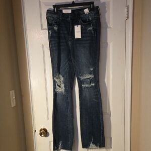 Judy Blue Dark Blue Distressed Flare Jeans